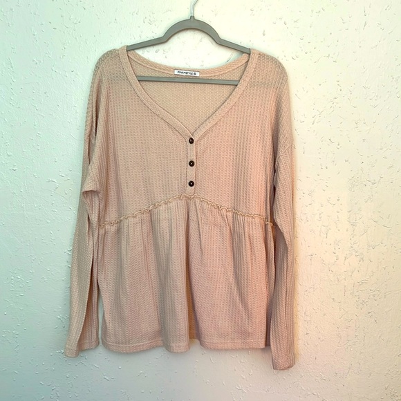 ‼️Pinkmstyle waffle blouse - Picture 1 of 3